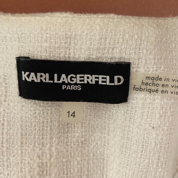 Karl Lagerfeld Paris Pink+White Tweed  Zip Front Jacket Size 14 - Picture 7 of 9